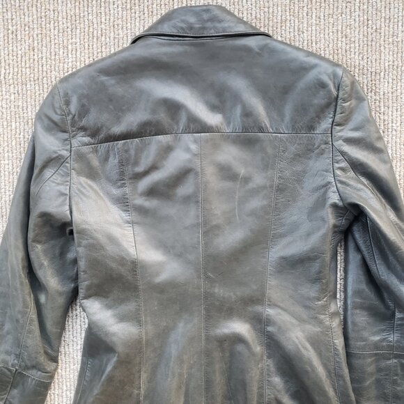 Sisley Vintage Distressed Leather Trench Coat Women's 40 IT (4 US) Brown Gray - Picture 8 of 13